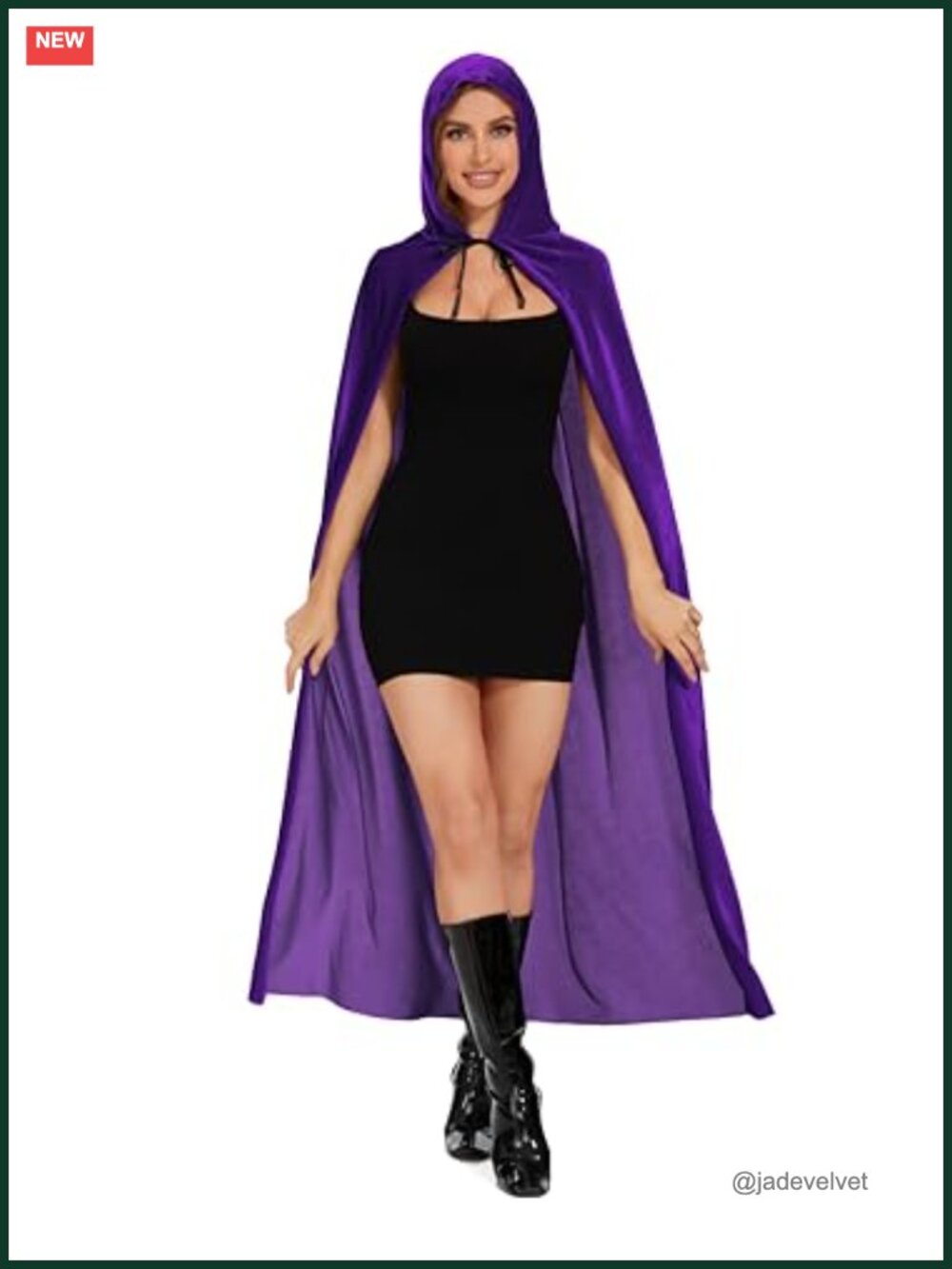 Raven Cosplay Cape Velvet Oversized Hood Ribbon Ties Costume Cloak